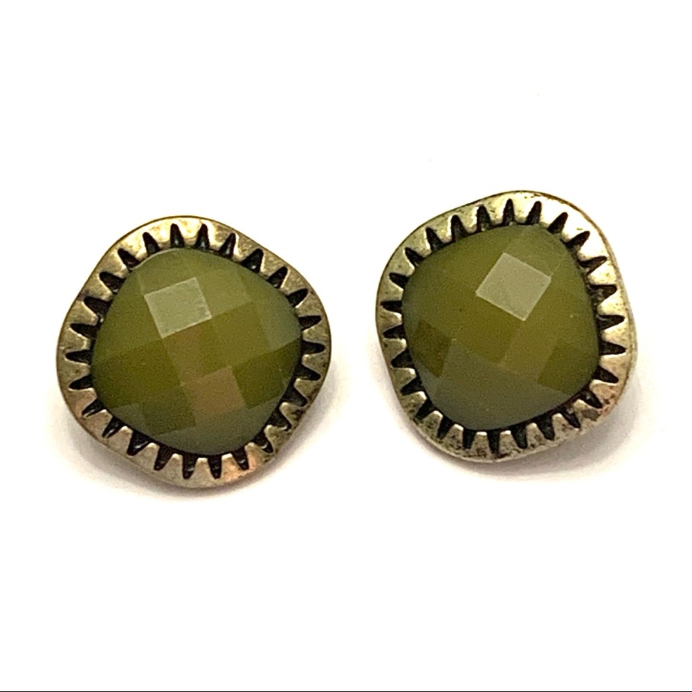 Green “jewel” stud earrings